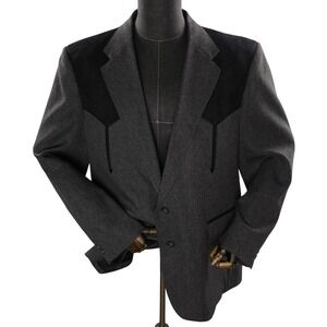 Circle S Mens Western Blazer Charcoal Gray Black Yoke Cowboy Sport Coat 48R